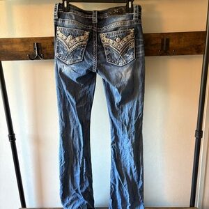 Miss Me Blue Boot Cut Jeans with Silver Accents